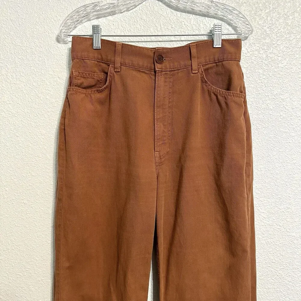 Reformation Jeans Women’s Size 29 High Rise Linen Toffee Brown Soft Pants USA - Picture 2 of 14